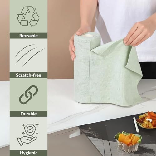 ATIRAMANIYA Microfiber Towels on Roll - Reusable Tear-Off Cleaning Cloths for Home, Kitchen, Garage & Auto Detailing (25 x 25 cm, Multicolor) | 30 Pack - Image 4