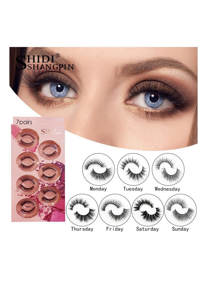 BP SHIDISHANGPIN 7 pairs False Eyelashes 3D Mink Lashes Natural Lashes Long Eyelash Extensions Soft Faux Mink Eyelashes Non Magnetic - Image 1