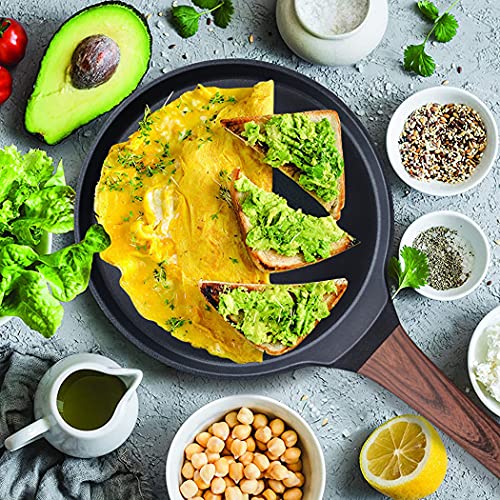 Vinchef Nonstick Crepe Pan, 11inch Skillet Pan for Dosa Tawa Omelette Tortillas Crispy Pancake, Griddle Pancake Pan, PFOA FREE and Induction Compatible - Image 2