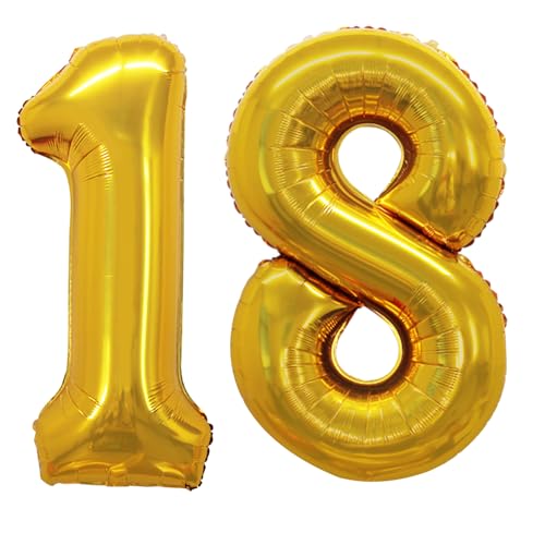 GOER Number 18 Balloons for 18th Birthday Sweet 18 Party Decorations42 Inch Jumbo Foil Helium 81 Balloons for 81st Birthday Party Decoration Gold - Image 1