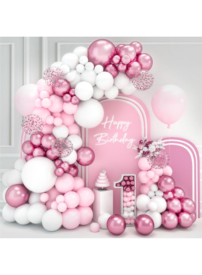 Pink and White Balloons Arch Kit – 102 Pieces Birthday Balloons with Pink White Balloons, Pastel Balloons for Baptism, Wedding, Baby Shower Decorations, Birthday Party - Image 1
