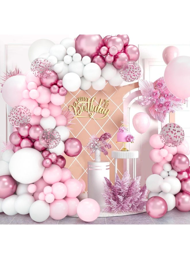 Pink and White Balloons Arch Kit – 102 Pieces Birthday Balloons with Pink White Balloons, Pastel Balloons for Baptism, Wedding, Baby Shower Decorations, Birthday Party - Image 4