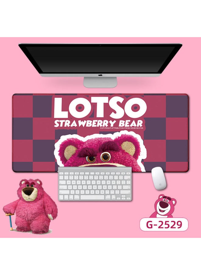 Generic - Long Strawberry Bear Mouse Mat Office Game Table Mat Prevention Mouse Hand Keyboard Mat Good Luck Rolling Table Mat-Color:400*900*3mm-Pattern:Strawberry Bear -1 - Image 1