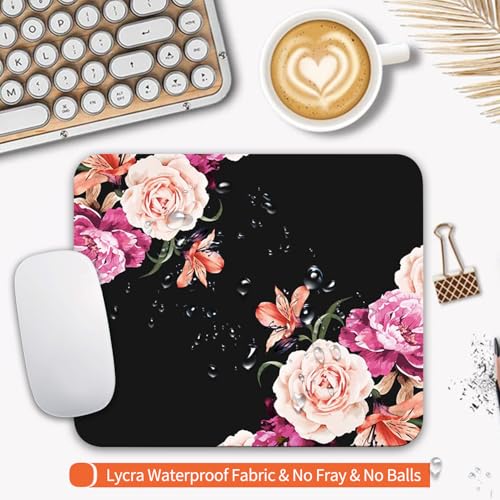 Armanza Square Mouse Pad Pretty Peony Flower, Personalized Premium-Textured Custom Mouse Mat Design, Washable Mousepad Cloth, Non-Slip Rubber Base Computer Mouse Pads for Wireless Mouse - Image 3