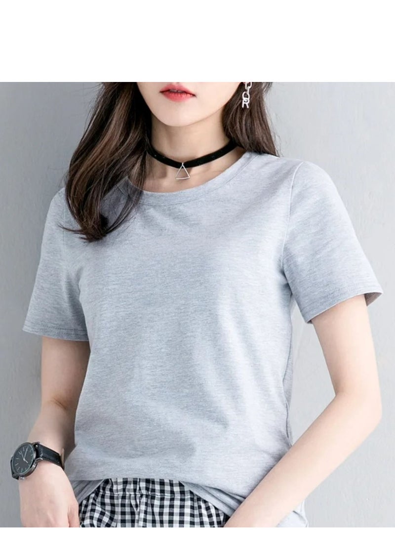 Selecta Now Womens T Shirt Plain 100% Combed Cotton Comfortable Soft & Breathable Grey T Shirt Tank Top & Tees - Image 1