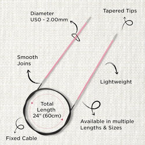 KnitPro Zing Fixed Circular Needles 24" (60cm) | US Size 0 (2mm) - Image 3