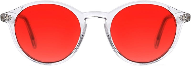 TIJN Blue Light Blocking Glasses Men Women Vintage Thick Round Rim Frame Eyeglasses - Image 1