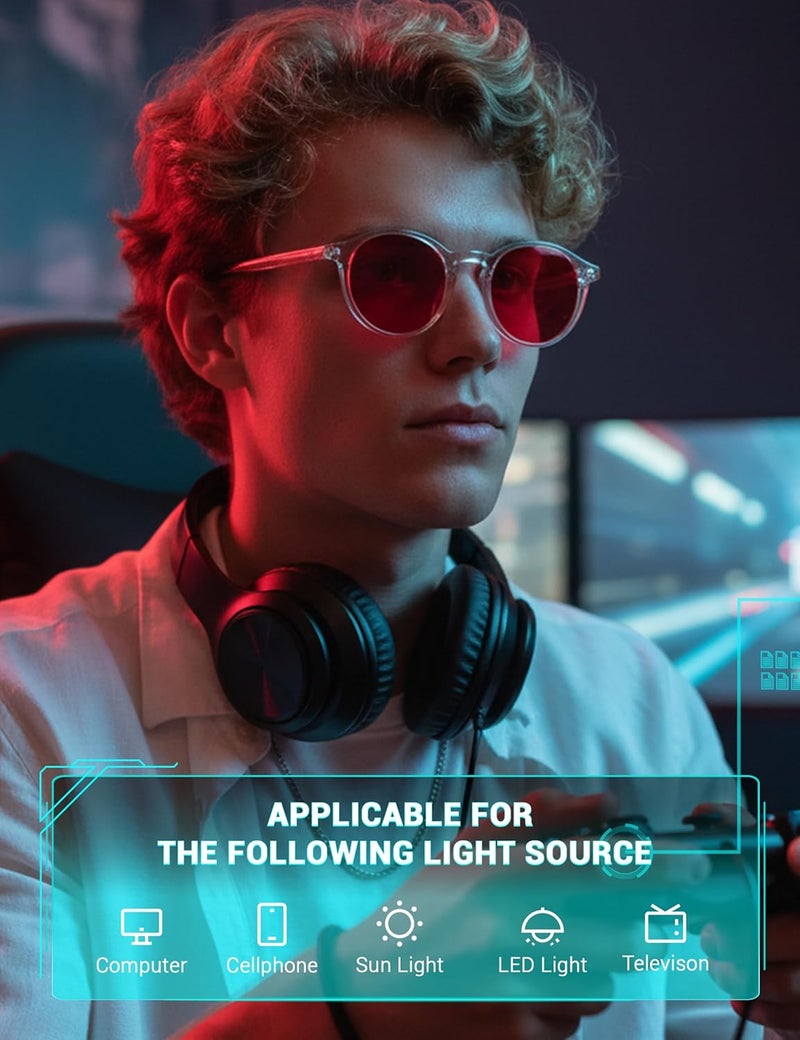 TIJN Blue Light Blocking Glasses Men Women Vintage Thick Round Rim Frame Eyeglasses - Image 4