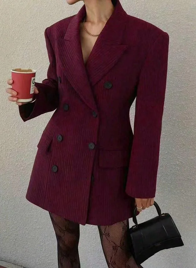 Take Two Women Corduroy Double-Breasted Blazer