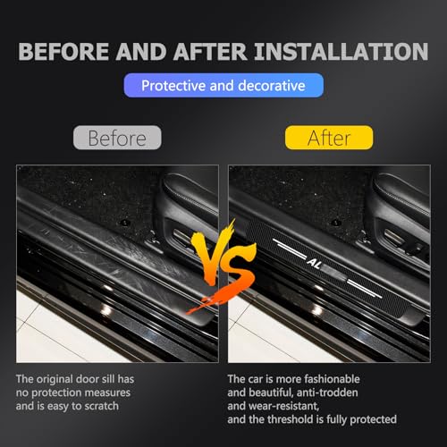 JCRNBU Car Door Sill Protector for Altima, Door Entry Guard, Reflective Carbon Fibre Leather Vinyl Car Threshold Stickers Decoration Scuff Plate Sticker Car Door Edge Guards Accessories (White) - Image 3
