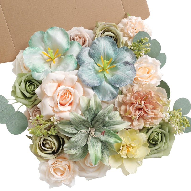 Serra Flora Artificial Flower Combo Fake Peony Rose Silk Flowers For Diy Wedding Bridal Bouquet Centerpieces Arrangements Party Decorations - Image 1