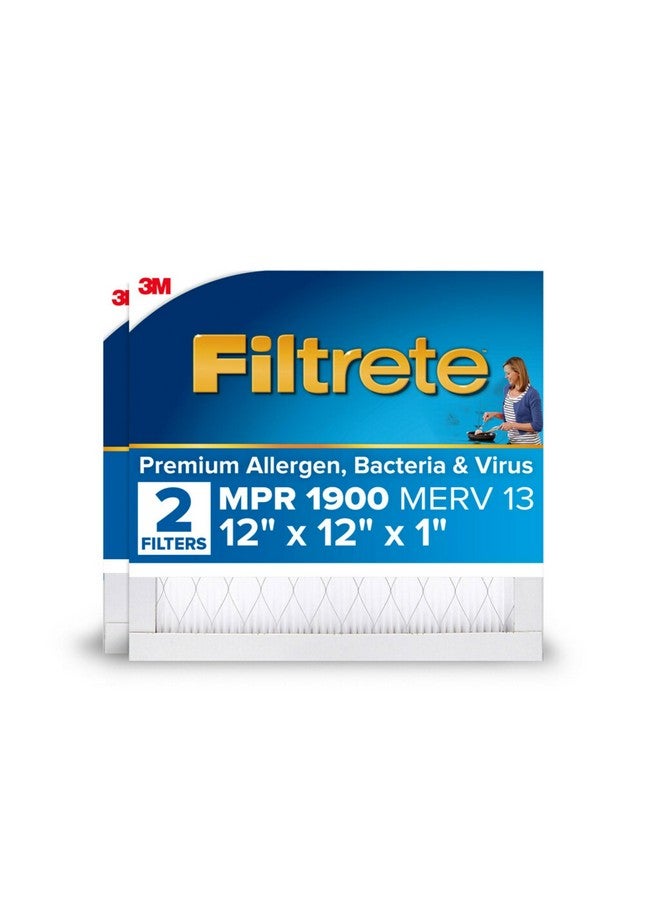 FILTRETE Filtrete 12x12x1 AC Furnace Air Filter, MERV 13, MPR 1900, Premium Allergen, Bacteria & Virus Filter, 3-Month Pleated 1-Inch Electrostatic Air Cleaning Filter, 2-Pack (Actual Size 11.81x11.81x0.78 in)  - Image 1