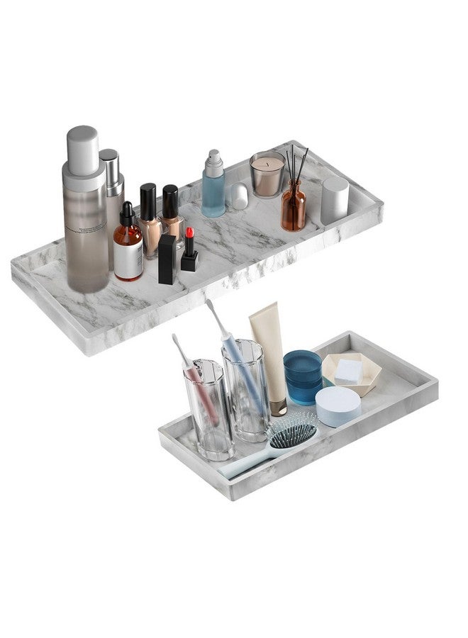 BBK BBK Bathroom Vanity Tray - 2 Pack (7.8" and 11.8") Silicone Bathroom Trays for Counter, Perfume Key Trinket Ring Tray, Decor Soap Dispenser Countertop Tray for Kitchen Sink Organization (Marble Gray)  - Image 1