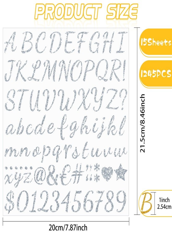 Huimdery 1245Pcs Letter Stickers 15 Sheets Alphabet Stickers Vinyl Sticker Letters 1Inch Self-Adhesive Glitter Number ABC Stickers for Scrapbook Water Bottles Graduation Cap Crafts Mailbox Sign (Gold/Silver) - Image 2