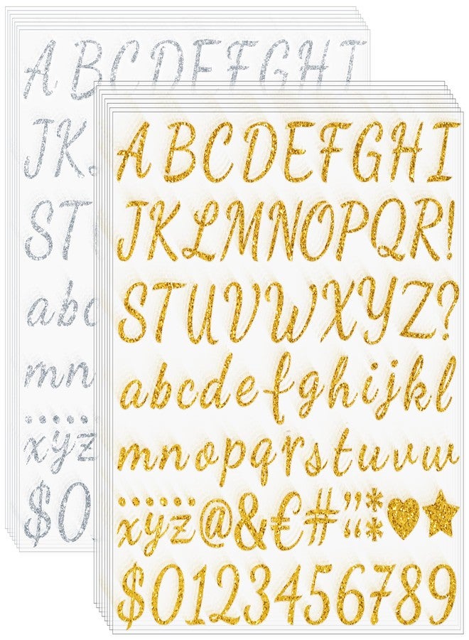 Huimdery 1245Pcs Letter Stickers 15 Sheets Alphabet Stickers Vinyl Sticker Letters 1Inch Self-Adhesive Glitter Number ABC Stickers for Scrapbook Water Bottles Graduation Cap Crafts Mailbox Sign (Gold/Silver) - Image 1