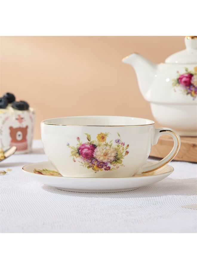 طقم إبريق شاي وكوب من البورسلين من Tea for One، طقم شاي لشخص واحد، طقم شاي وردي ذهبي هدية للنساء، أباريق شاي لحفلات الشاي - Image 4