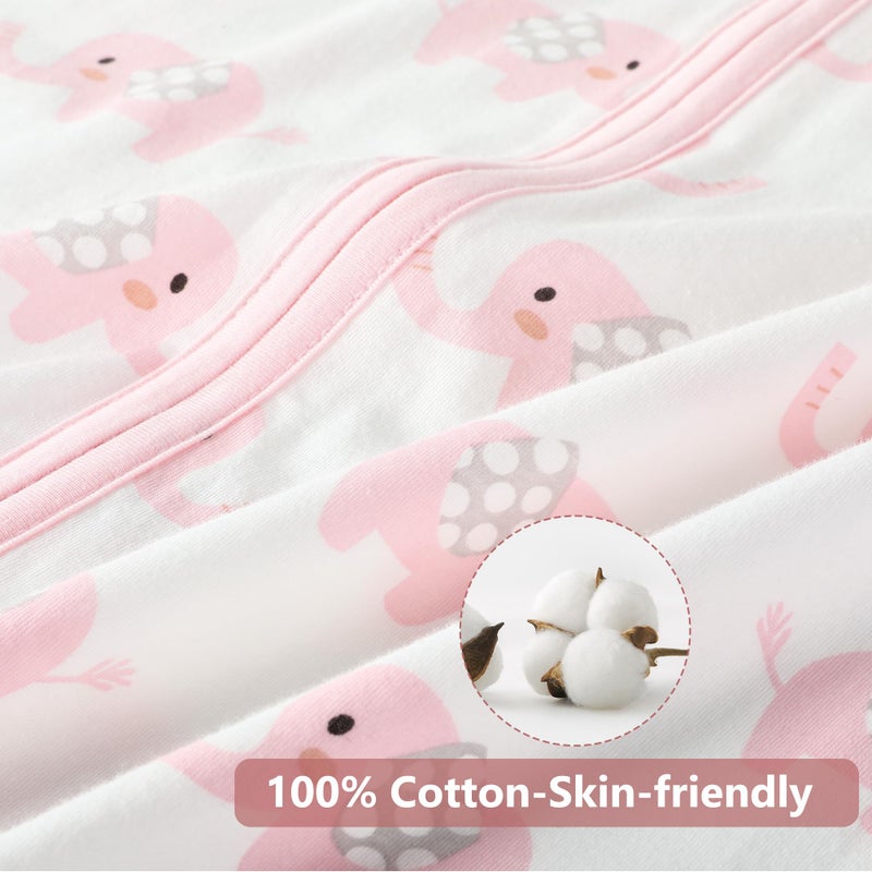 TILLYOU 2 Pack Baby Sleep Sack 18-24 Months 100% Cotton Wearable Blanket 0.5 TOG Sleeveless Summer Sleep Sacks with 2-Way Zipper, Pink Elephant - Image 3