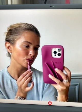 Silicone Lip Holder for Cell Phone, Lip Gloss Adhesive Sleeve for Phone, Lip Holder Stick-on Phone Case, Back Stick On Holder for iPhone Phones（Raspberry Jelly） - view 3