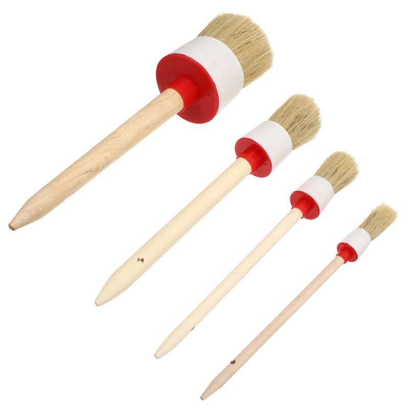 4Pcs Wooden Handle Bristle Paint Brush Set Round Tip Sizes 2 6 10 18 - Image 2