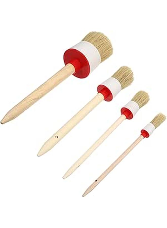4Pcs Wooden Handle Bristle Paint Brush Set Round Tip Sizes 2 6 10 18 - Image 1