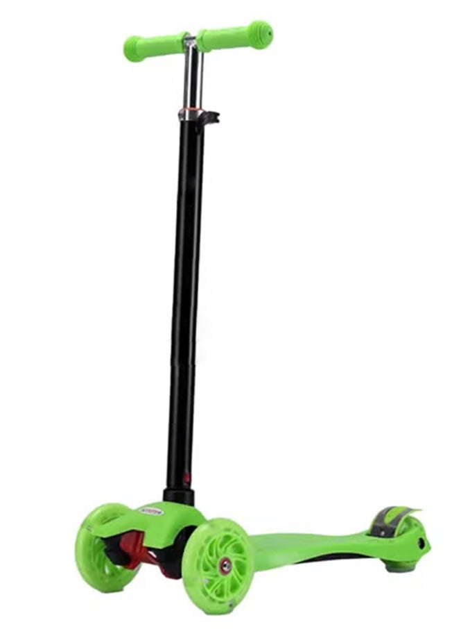 3 Wheel Kids Kick Scooter Adjustable Foldable Scooter Green  - Image 1