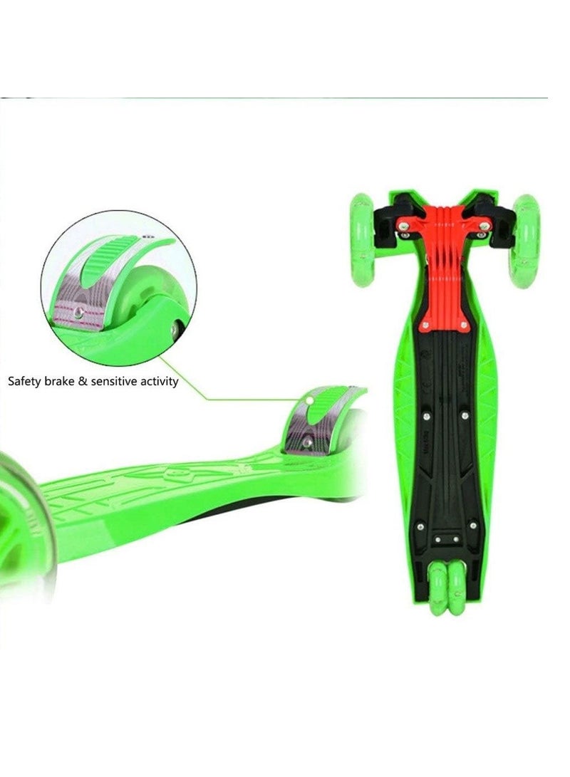 3 Wheel Kids Kick Scooter Adjustable Foldable Scooter Green  - Image 2