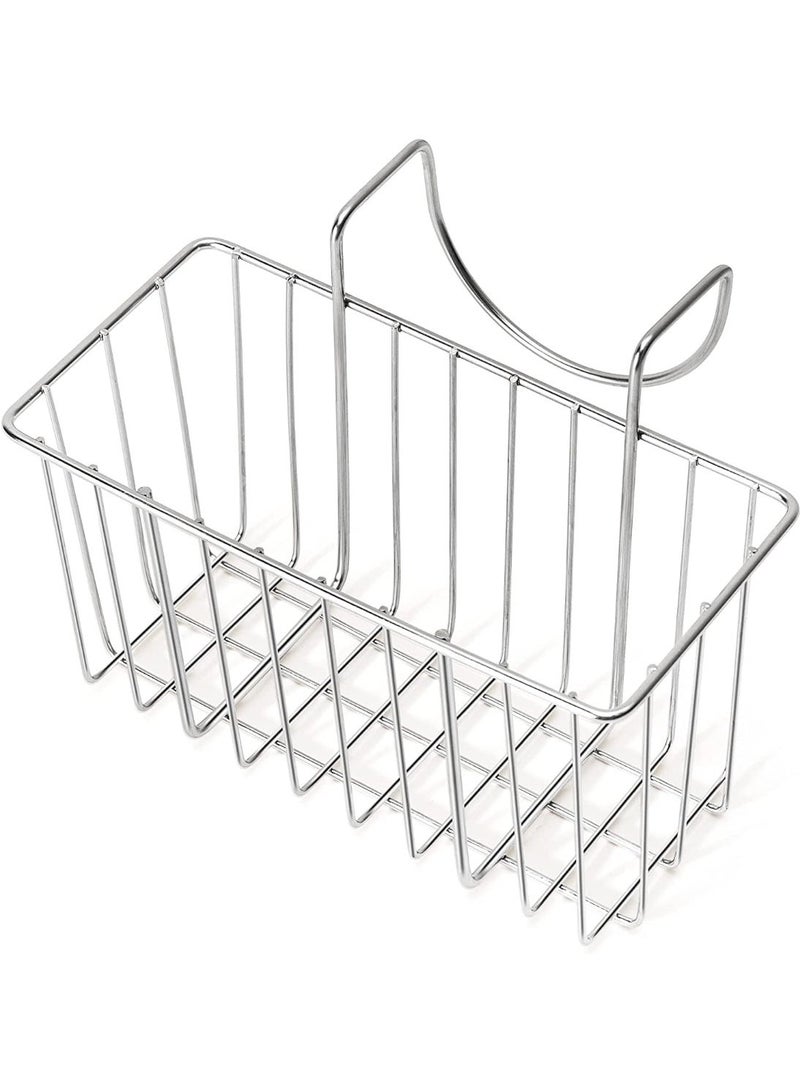 مطبخ اسفنجة حامل, حوض سلة, الفولاذ المقاوم للصدأ حوض كادي منظم, فرشاة غسيل الصحون السائل الصرف رف, مقاوم للصدأ ودائم, مناسبة للمحوض المطبخ والحمامات, الفضة - Image 1