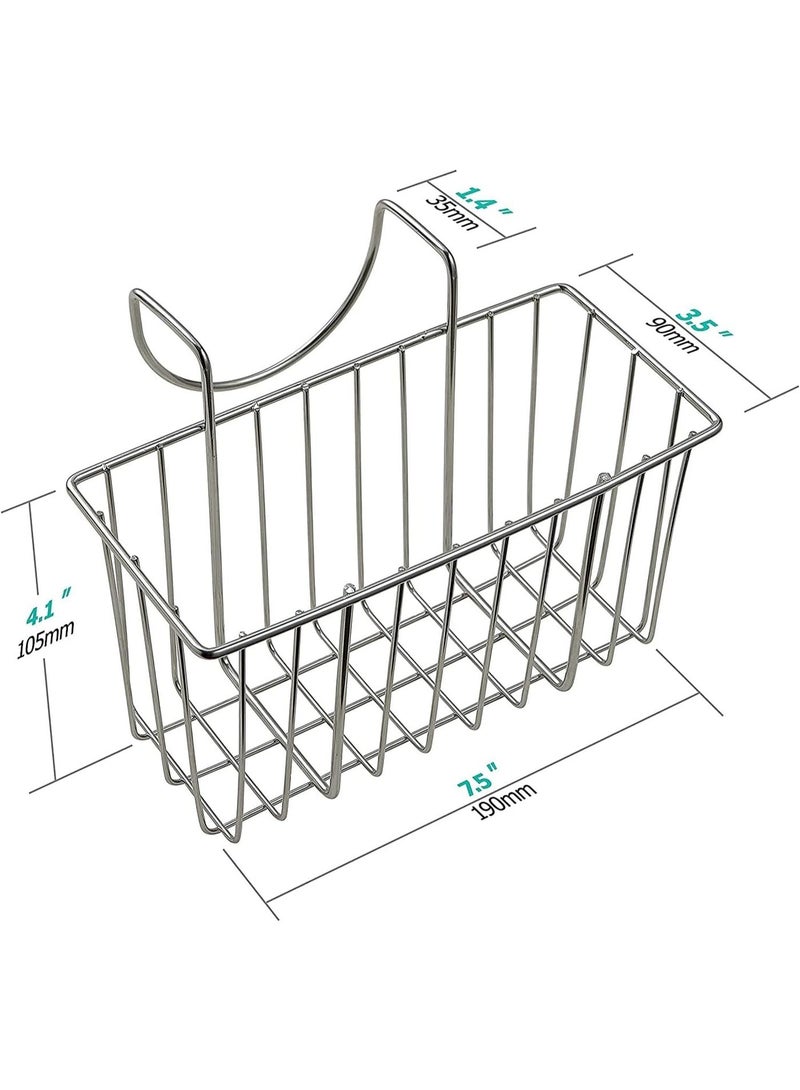 مطبخ اسفنجة حامل, حوض سلة, الفولاذ المقاوم للصدأ حوض كادي منظم, فرشاة غسيل الصحون السائل الصرف رف, مقاوم للصدأ ودائم, مناسبة للمحوض المطبخ والحمامات, الفضة - Image 2