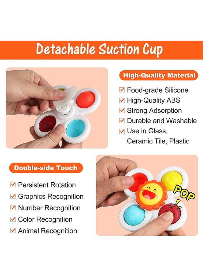 Bebiland 3-Piece Suction Cup Spinner Toys with Sun Bee Carrot Shape, Window Spinning Top Baby Sensory Toys  - Image 5