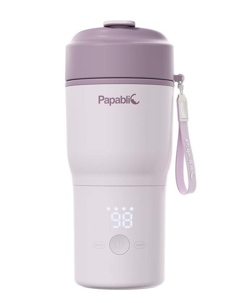 Papablic Portable Bottle Warmer - Fast Heating Baby Bottle Warmer On The Go With Sterilization  Wide Mouth & Smart Temperature Control  Car & Outdoor Feeding  Spodumene Purple - Image 1