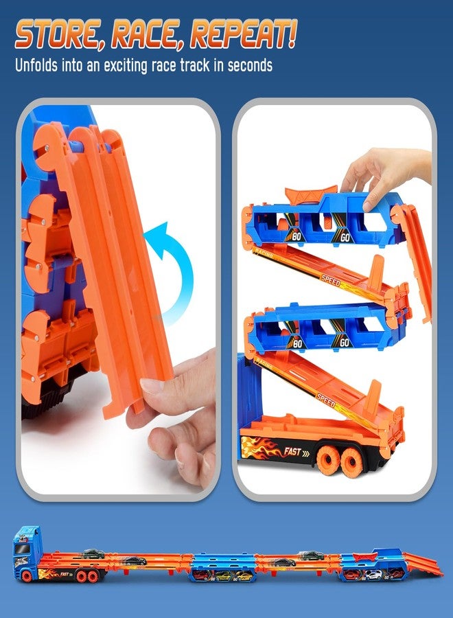 BAKAM Race Tracks Set for Kids Ages 3-5, Car Tracks for Toddlers 3-4 Years, Car Carrier Trucks Car Garage Toys for 3+ Year Old, Toys for Ages 3+, 3 Year Old Boy Birthday Gift (Blue) - Image 3