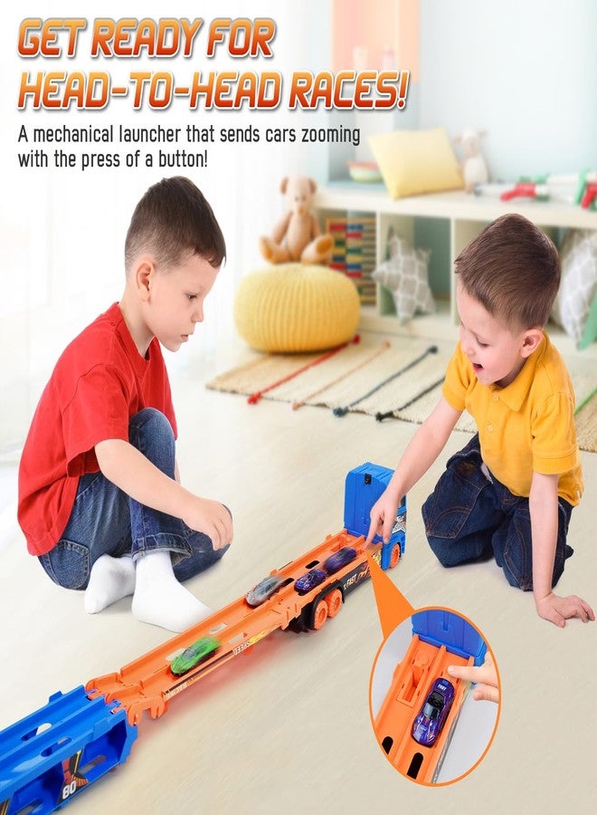 BAKAM Race Tracks Set for Kids Ages 3-5, Car Tracks for Toddlers 3-4 Years, Car Carrier Trucks Car Garage Toys for 3+ Year Old, Toys for Ages 3+, 3 Year Old Boy Birthday Gift (Blue) - Image 5