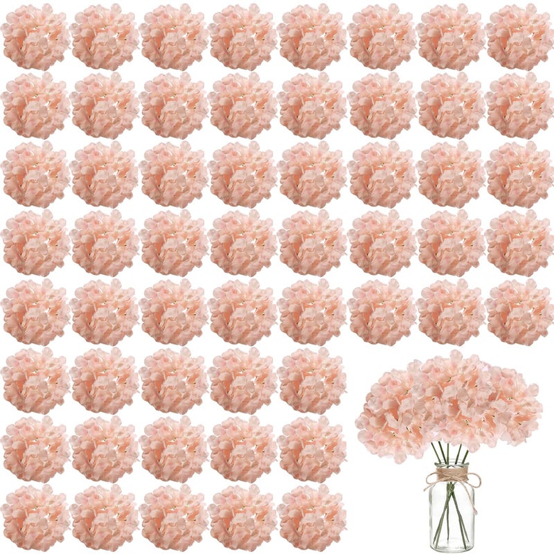 WEISPARK 100PCS Artificial Hydrangea Flowers, Fake Flowers Silk Hydrangea Full Flowers Heads with Stems for Wedding Home Party Shop Baby Shower Decor (Light Pink) - Image 1