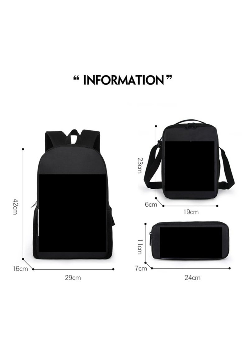 Godzilla Children's leisure load reducing large capacity printed backpack for elementary school students, 3-piece set - Image 2