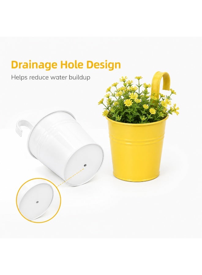 Tanyaz Small Metal Hanging Flower Pot Set, 6 Colors, Balcony Planter, Garden Hanging Bucket, Glossy Painted Metal, Compact Size (10*16 CM) - Image 3