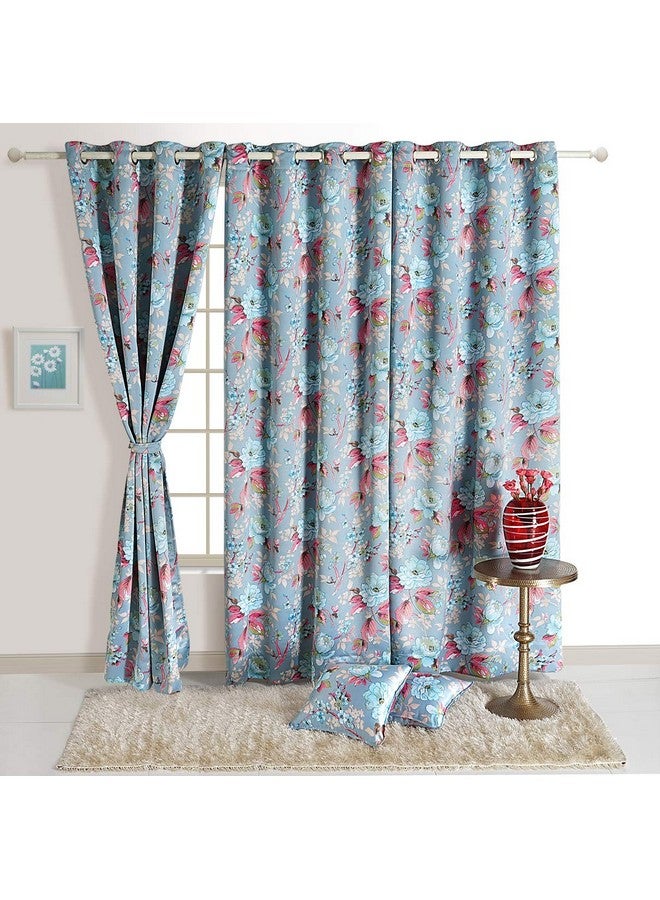 Swayam Polyester Blackout 1 PC Window Curtain Comes with Eight Eyelet for Bedroom, Living Room - 60 X48 inches -Light Blue - Image 2