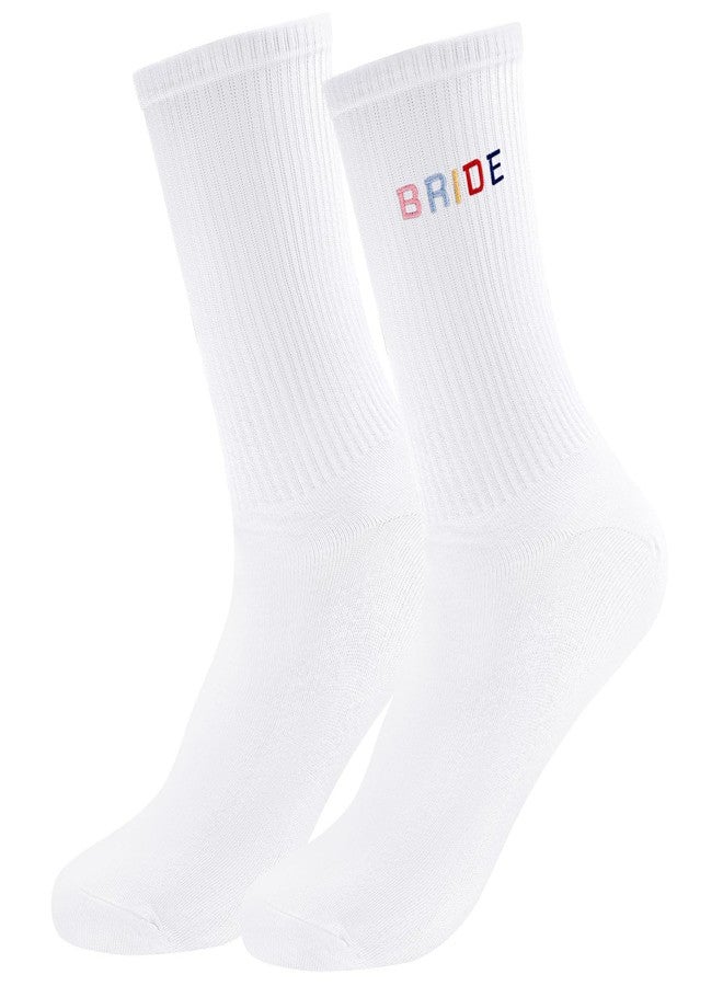 ايلير سايكل جوارب مطرزة للعروس من إيترسايكل، جوارب مطرزة ملونة رائعة للعروس، جوارب قطنية ناعمة للنساء، هدايا لحفلات توديع العزوبية، هدايا لحفلات الخطوبة والزفاف، هدايا لوصيفات العروس - Image 1