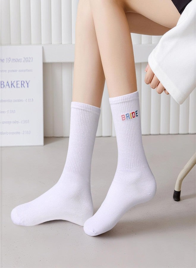 ايلير سايكل جوارب مطرزة للعروس من إيترسايكل، جوارب مطرزة ملونة رائعة للعروس، جوارب قطنية ناعمة للنساء، هدايا لحفلات توديع العزوبية، هدايا لحفلات الخطوبة والزفاف، هدايا لوصيفات العروس - Image 4