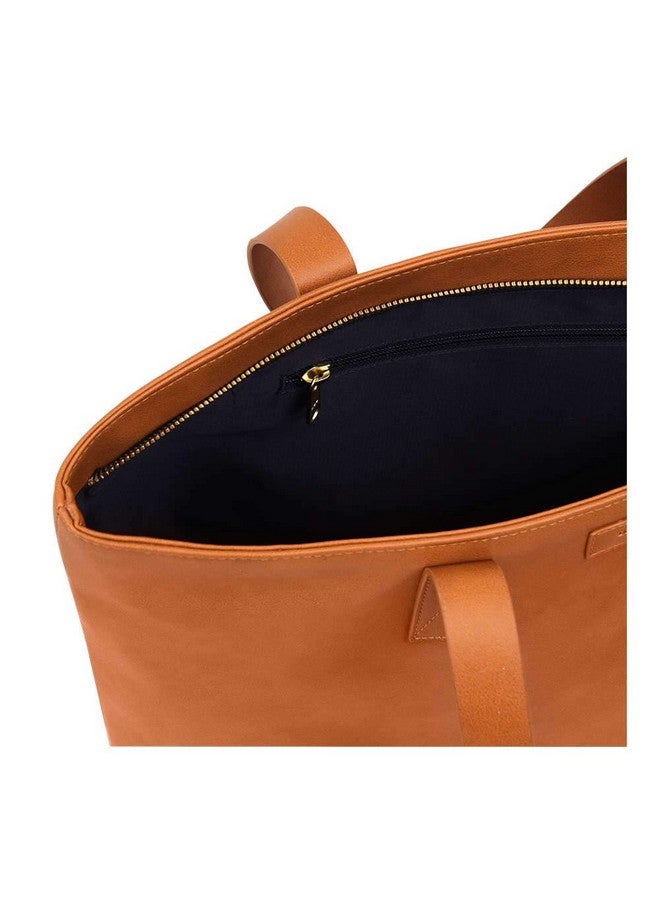 DailyObjects Women's Latest Tote Bag | Spacious, Stylish, Sturdy Vegan Leather Handbag with Zip closure and Laptop Compatibility | Handcrafted Ladies Shoulder Purse For Daily & Office Use - Tan - Image 4
