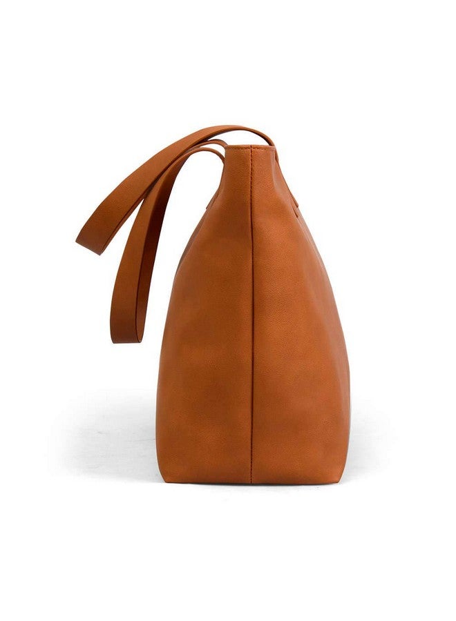DailyObjects Women's Latest Tote Bag | Spacious, Stylish, Sturdy Vegan Leather Handbag with Zip closure and Laptop Compatibility | Handcrafted Ladies Shoulder Purse For Daily & Office Use - Tan - Image 5