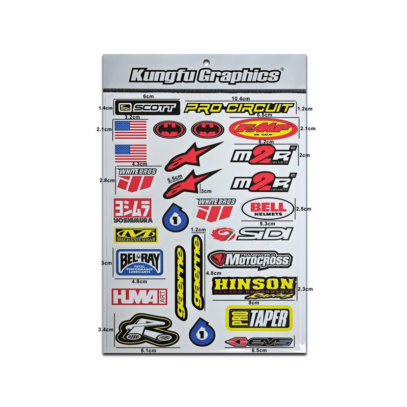 Kungfu Graphics Micro Sponsor Logo Racing Sticker Sheet Universal 72X 102 inch White - Image 3