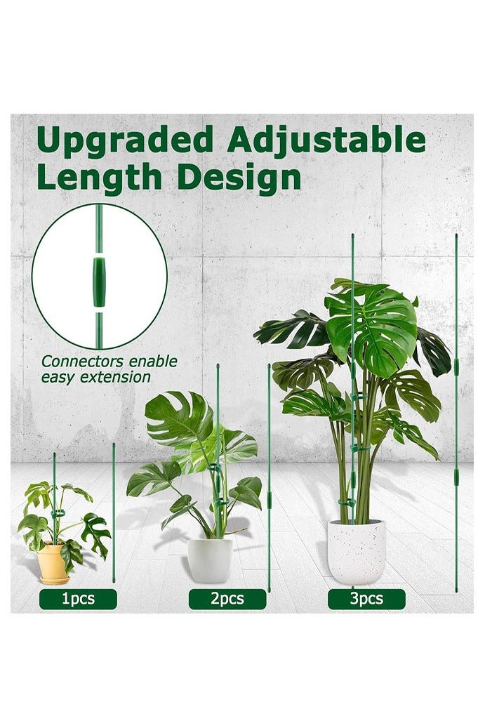 Plant Stakes, 18Inch & 11Inch Plant Support Sticks 16 Pcs  Adjustable Length Garden Pole with 16 Clips and 8 Links for Indoor Outdoor Garden Potted Rose Tomato Vegetables - Image 5