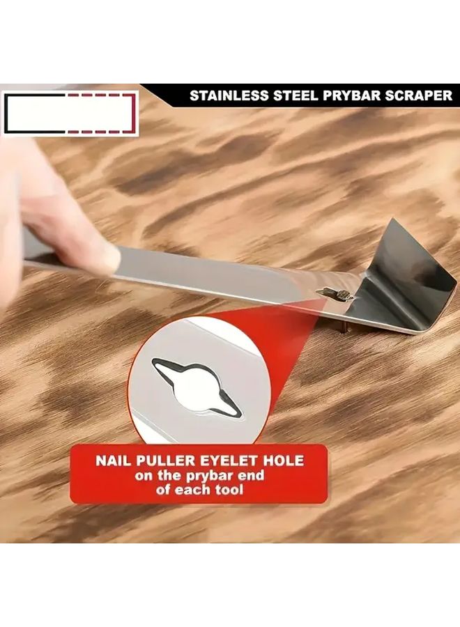 2pcs Stainless Steel Pry Bar Set Sharp Straight And 90 Degree Edges For Woodworking - Image 5