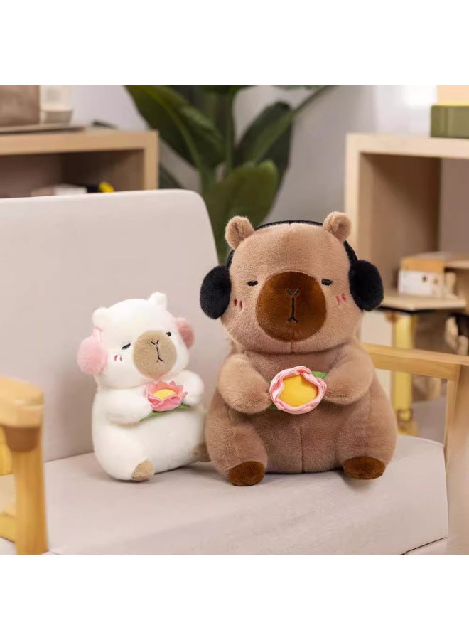 Cute Buddha-shaped Flat-Air Capybara Doll And Vegetable Capybara Doll Creative Capybara Gift For Children-Specifications:Capybara-Brown-Lotus Style-Color:25cm  - Image 3