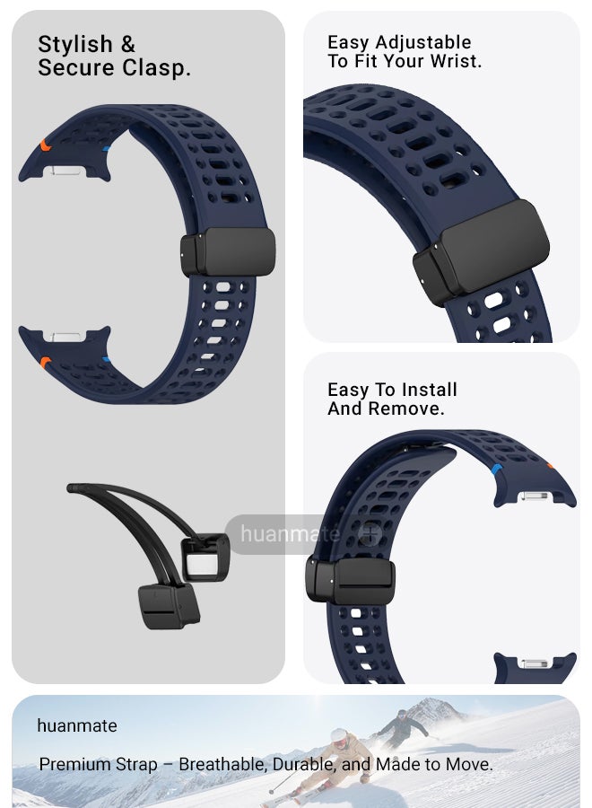 huanmate Samsung Galaxy Watch 8 44mm Soft Silicone Replacement Strap - High Quality, Lightweight, Stylish & Durable - Easy Installation - Replacement Strap for Samsung Galaxy Watch 8 44mm - Image 5