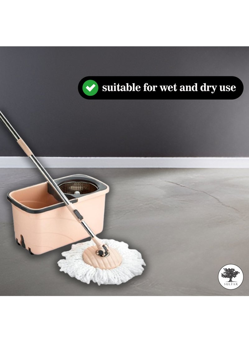 Sulfar Spin Bucket Mop Set with Steel Wringer and Auto-fold Handle, Peach, (1 Extra Refill) - pzsku/Z38434728584F9F233BB9Z/45/_/1733915864/d9f2d3b1-53ca-446e-9657-bb0903ae31af