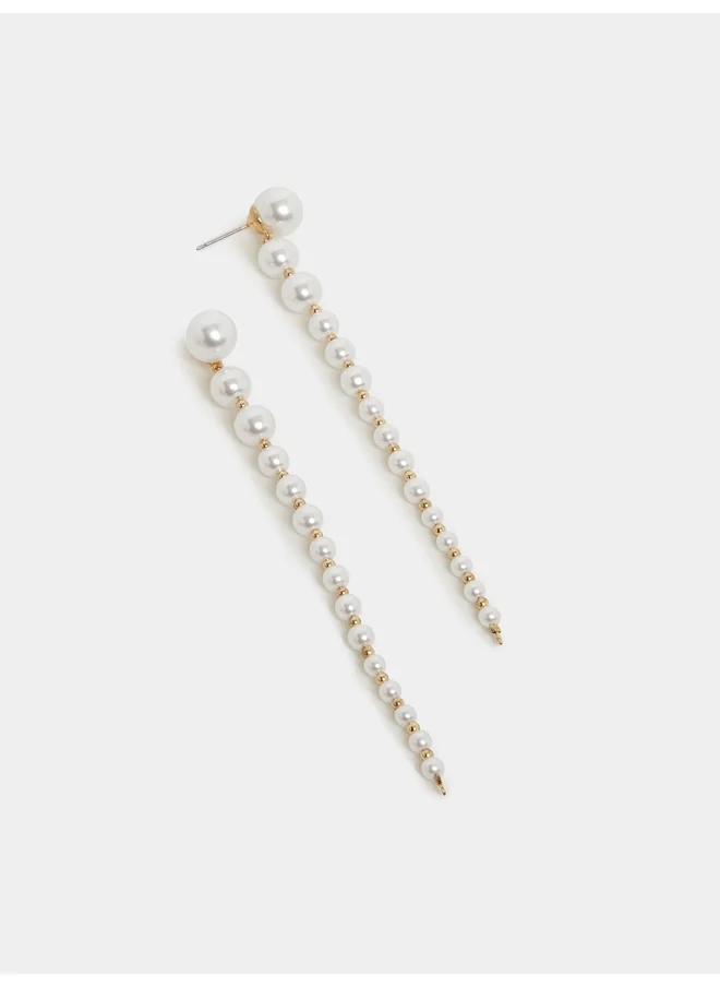ستايلي Styli Multi Faux Pearl Detail Dangle Earrings