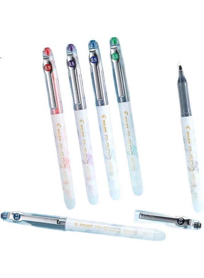 Pilot P500 Exam Pen - Gold Label Series Gel Pen, Signature Pen, Ink Pen, 0.5Mm Direct Liquid Rollerball Pen, Stationery Set, Exam Pen, High Aesthetic Value, Blue Ink, 6-Pack - Image 2