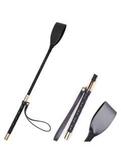 SYOSI 18 Inches Riding Crop English Whip with Genuine Leather Premium Quality Equestrianism Black  - Image 1