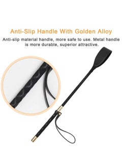 SYOSI 18 Inches Riding Crop English Whip with Genuine Leather Premium Quality Equestrianism Black  - Image 4